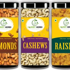 Hobby Herbs Almonds , Cashew & Raisins Combo Pack 300gm ( 3 x 100gm )